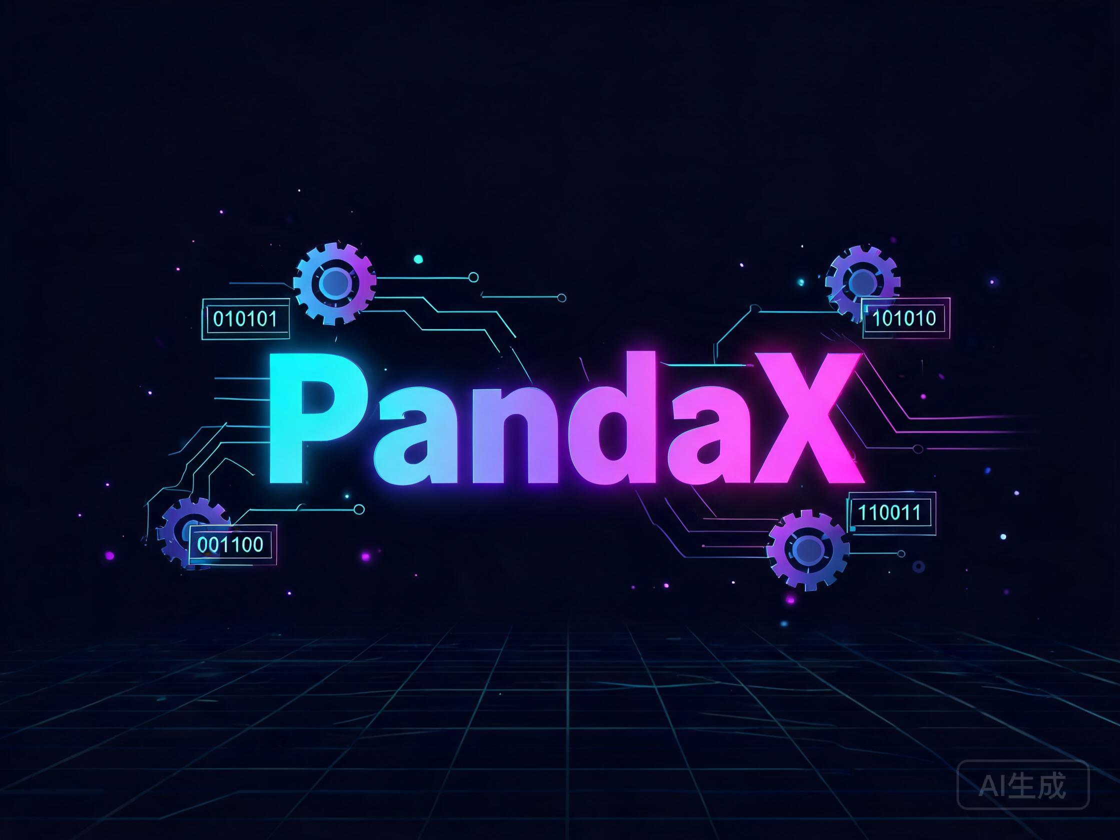 物联网平台：中央发光的 PandaX 标识，环绕齿轮与代码元素